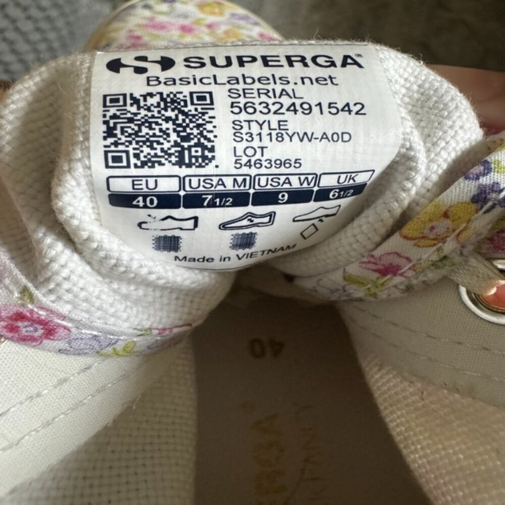 Superga X Loveshackfancy Floral High Top Canvas Sneakers Size US 9 - Picture 8 of 9